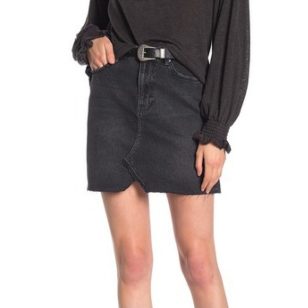 Free People black denim mini skirt size 24